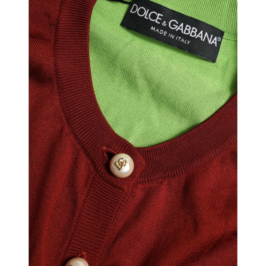 Dolce & Gabbana Multicolor Silk Crewneck Cardigan Sweater