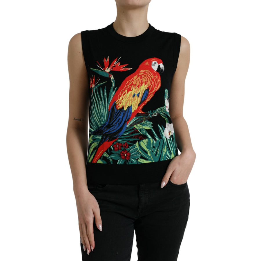 Dolce & Gabbana Black Jungle Crew Neck Sleeveless Tank Top