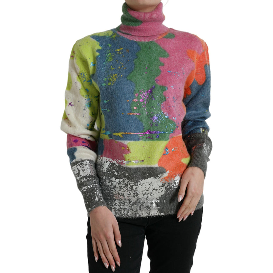 Dolce & Gabbana Multicolor Mohair Turtleneck Pullover Sweater