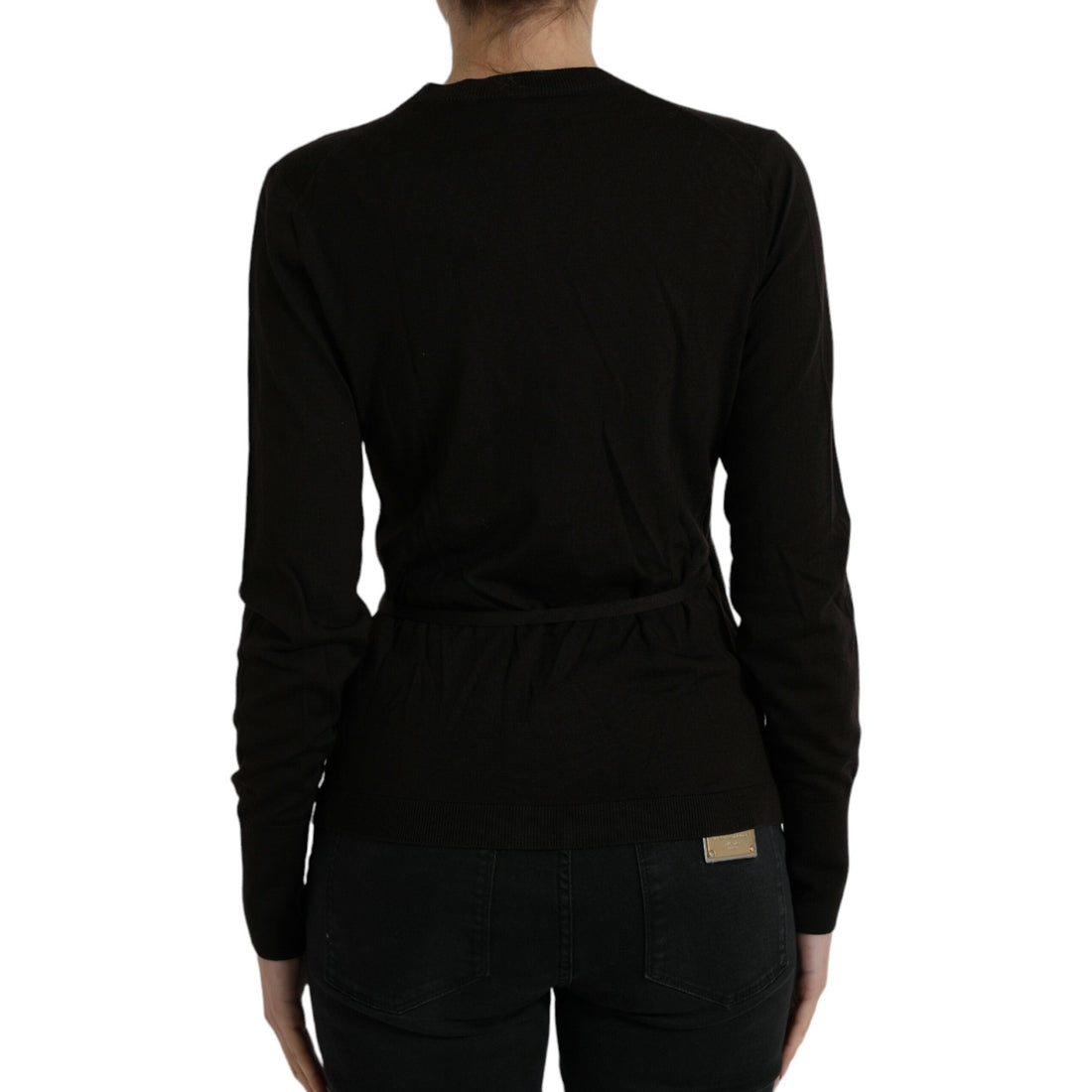 Dolce & Gabbana Black Wool V-neck Crossed Cardigan Sweater