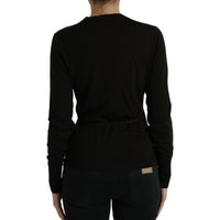 Dolce & Gabbana Black Wool V-neck Crossed Cardigan Sweater