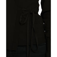 Dolce & Gabbana Black Wool V-neck Crossed Cardigan Sweater