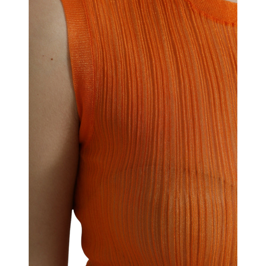 Dolce & Gabbana Orange See Through Crew Neck Blouse Tank Top