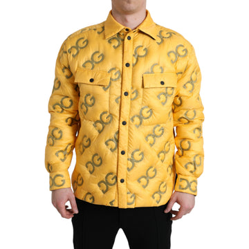 Dolce & Gabbana Yellow Logo Padded Buttoned Blouson Jacket