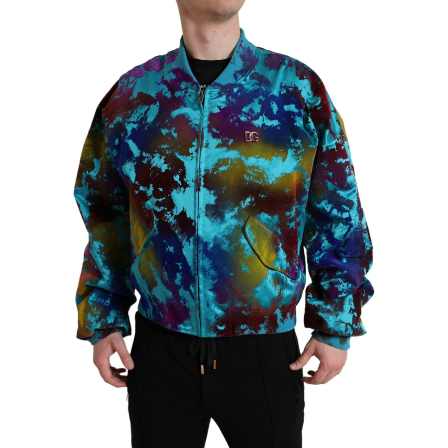 Dolce & Gabbana Multicolor Color Splash Zip Bomber Jacket