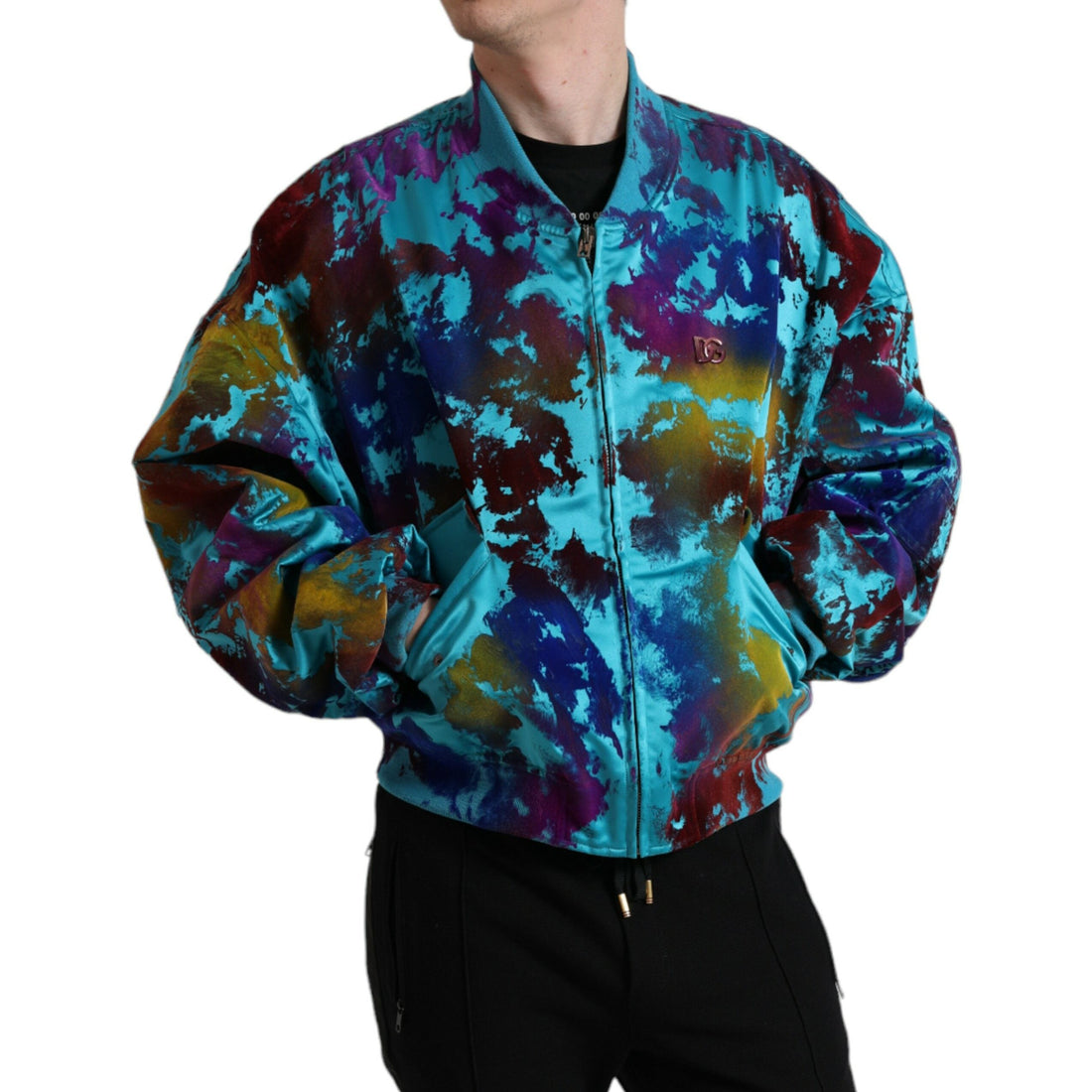 Dolce & Gabbana Multicolor Color Splash Zip Bomber Jacket