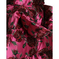 Dolce & Gabbana Pink Roses Pattern Hooded Padded Zip Jacket