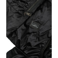 Dolce & Gabbana Black Polyester Hooded Logo Full Zip Jacket