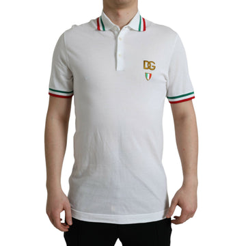 Dolce & Gabbana White Logo Collared Short Sleeve T-shirt