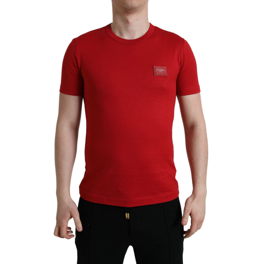 Dolce & Gabbana Red Logo Plaque ShortSleeve Crewneck T-shirt