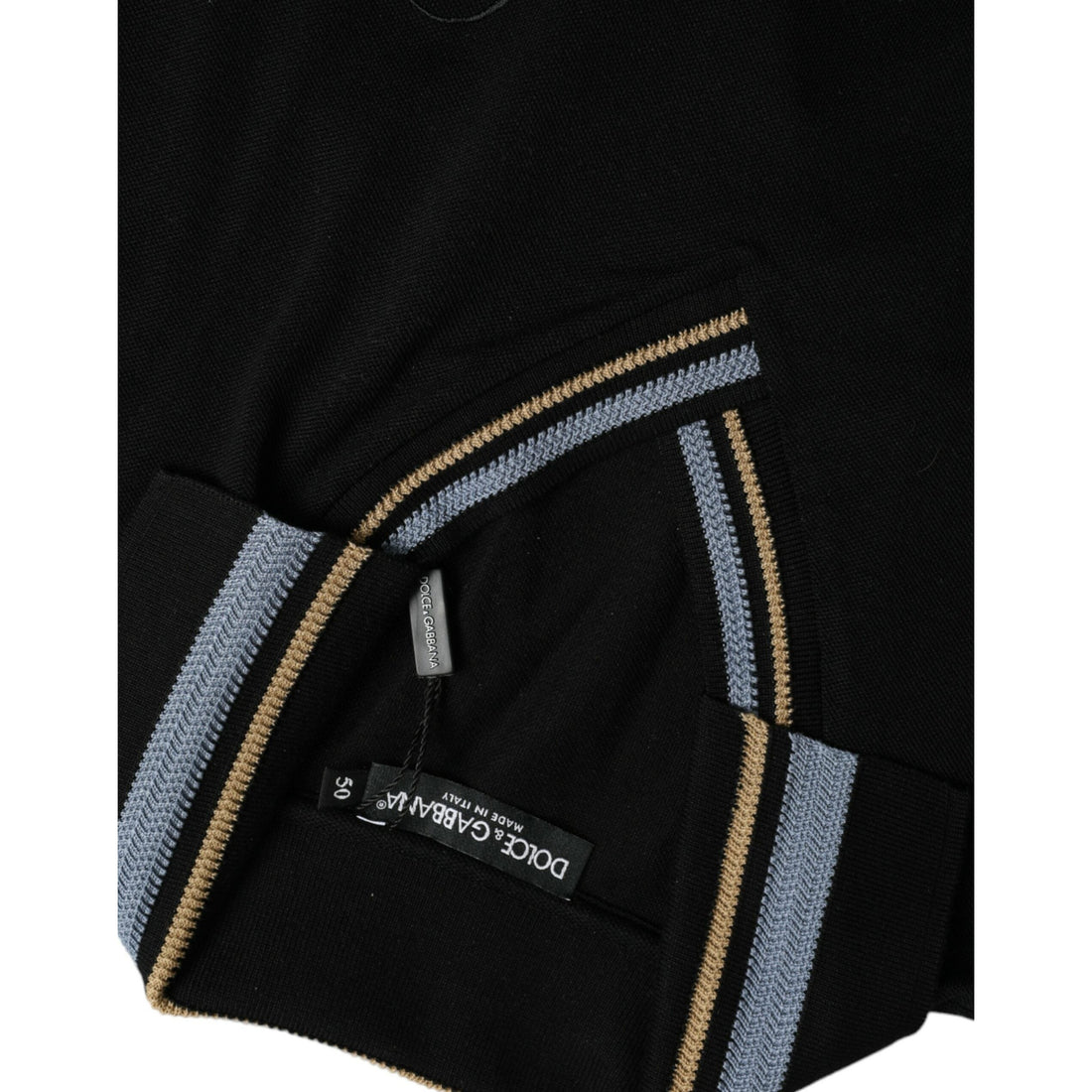 Dolce & Gabbana Black Cotton Collared V-neck Polo T-shirt