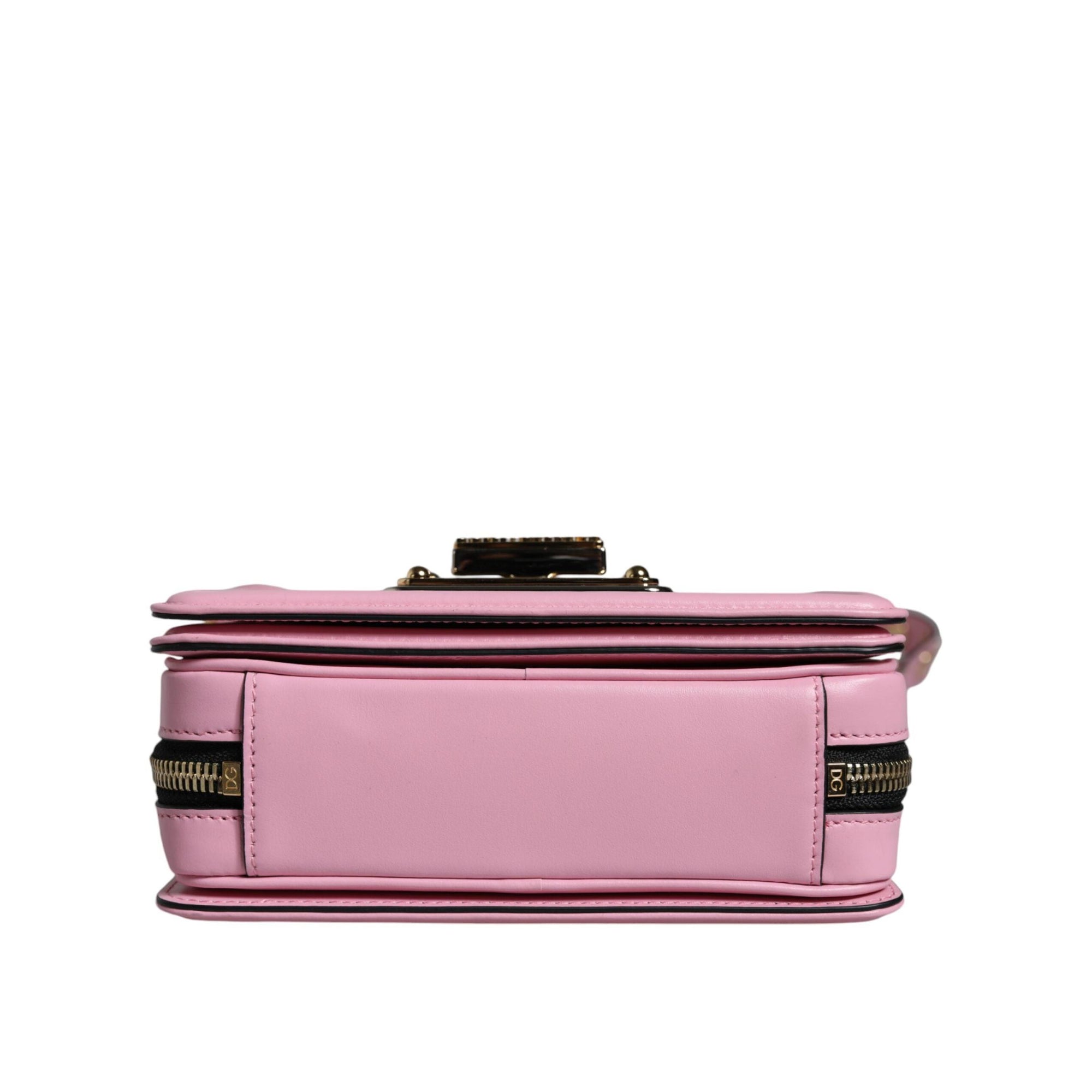 Dolce &amp; Gabbana Baby Pink LOLA Leather Studded Crossbody Strap Bag