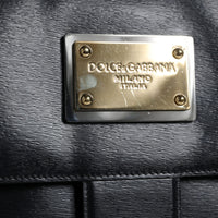 Dolce & Gabbana Black Calfskin Leather SICILY Chain Strap Crossbody Bag