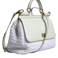 Dolce & Gabbana White Rafia Leather SICILY Crossbody Bag