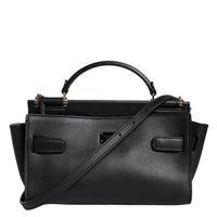 Dolce & Gabbana Black Leather SICILY Top Handle Crossbody Bag