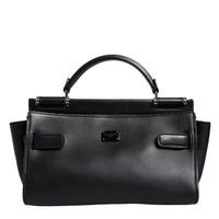 Dolce & Gabbana Black Leather SICILY Top Handle Crossbody Bag