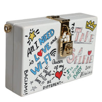 Dolce & Gabbana White Graffiti Print Clutch Crossbody Bag