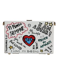 Dolce & Gabbana White Graffiti Print Clutch Crossbody Bag