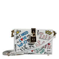 Dolce & Gabbana White Graffiti Print Clutch Crossbody Bag