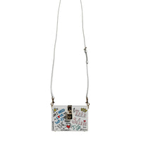 Dolce & Gabbana White Graffiti Print Clutch Crossbody Bag