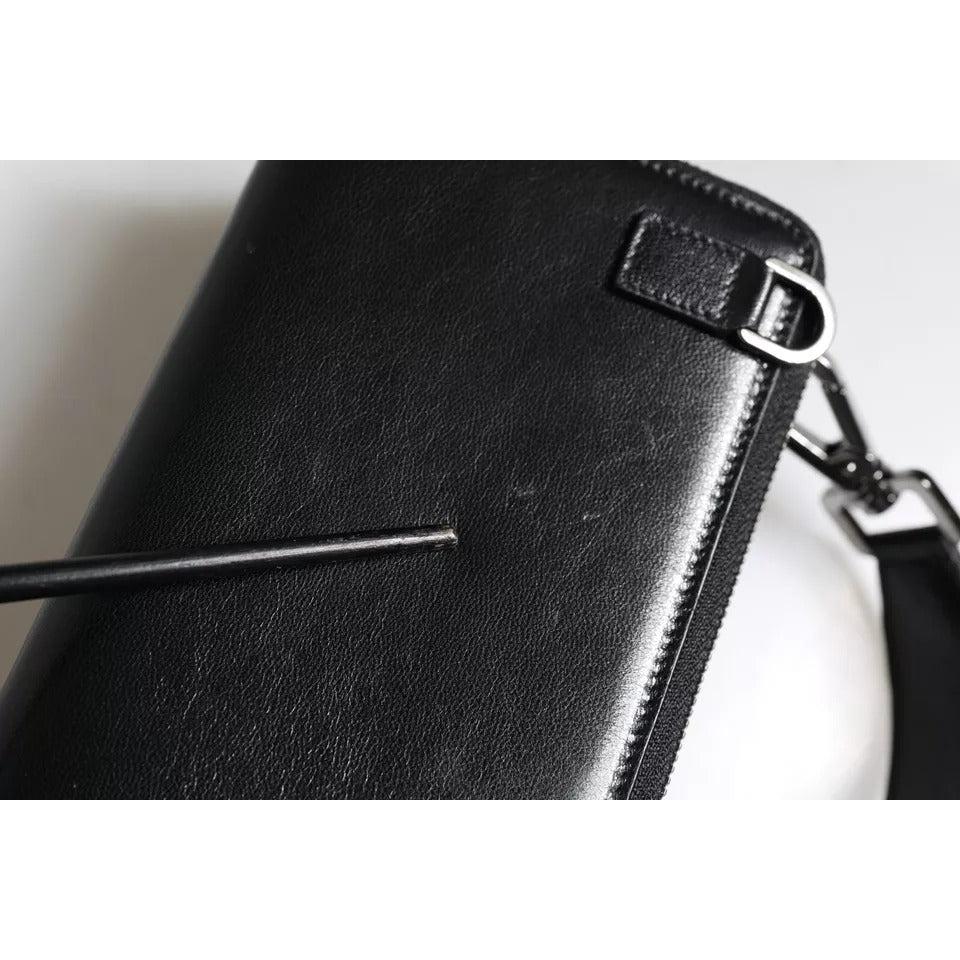 Dolce &amp; Gabbana Black Leather Lighted Top Handle Handbag Bag