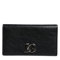 Dolce & Gabbana Black Leather DG Logo Bifold Card Slot Crossbody Bag