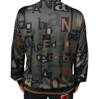 Dolce & Gabbana Army Green Logo Full Zip Polyester Sweater