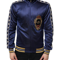 Dolce & Gabbana Blue Heraldic Patch Stripe King Bee Sweater