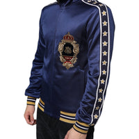 Dolce & Gabbana Blue Heraldic Patch Stripe King Bee Sweater