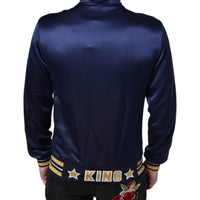 Dolce & Gabbana Blue Heraldic Patch Stripe King Bee Sweater