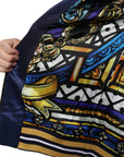 Dolce & Gabbana Blue Heraldic Patch Stripe King Bee Sweater