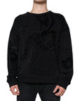 Dolce & Gabbana Black Printed Crew Neck Sweatshirt Sweater
