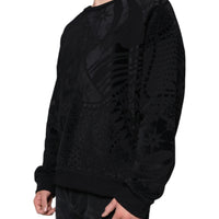 Dolce & Gabbana Black Printed Crew Neck Sweatshirt Sweater