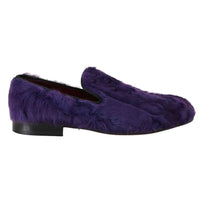 Dolce & Gabbana Plush Purple Sheep Fur Loafers