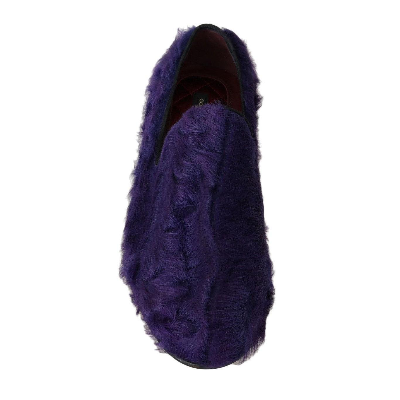 Dolce &amp; Gabbana Plush Purple Sheep Fur Loafers