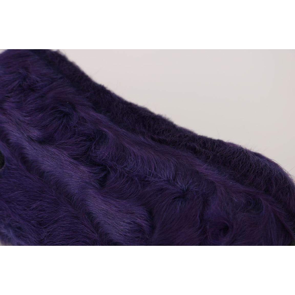 Dolce &amp; Gabbana Plush Purple Sheep Fur Loafers