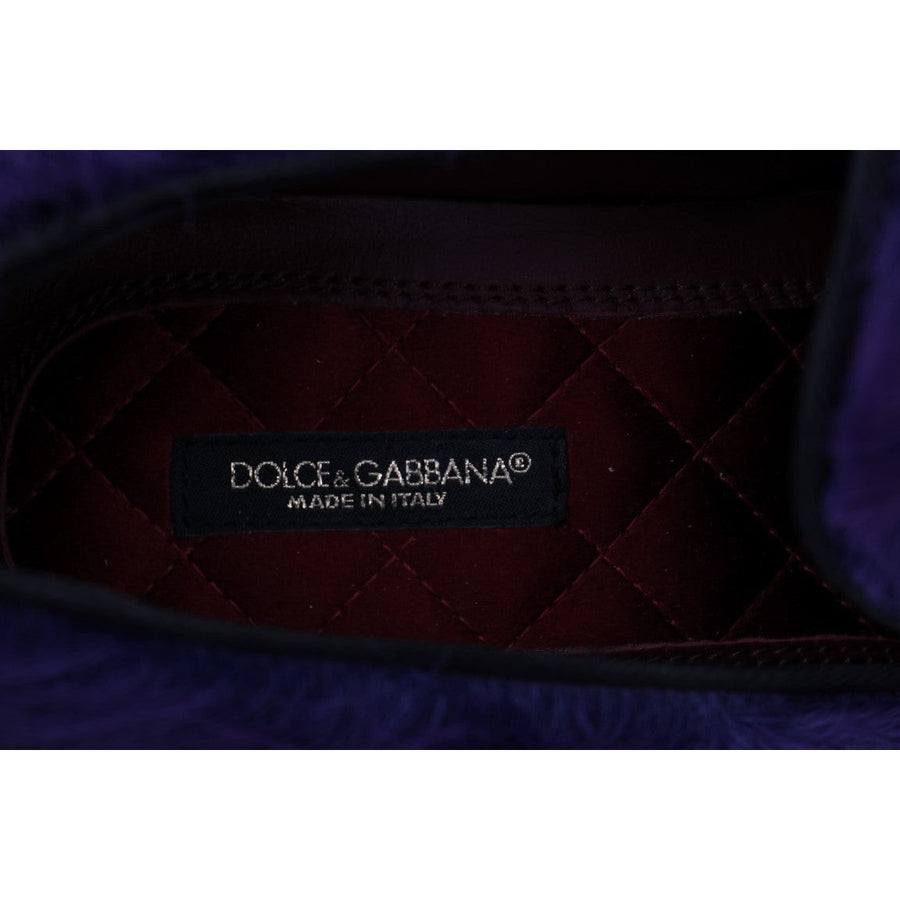 Dolce & Gabbana Plush Purple Sheep Fur Loafers