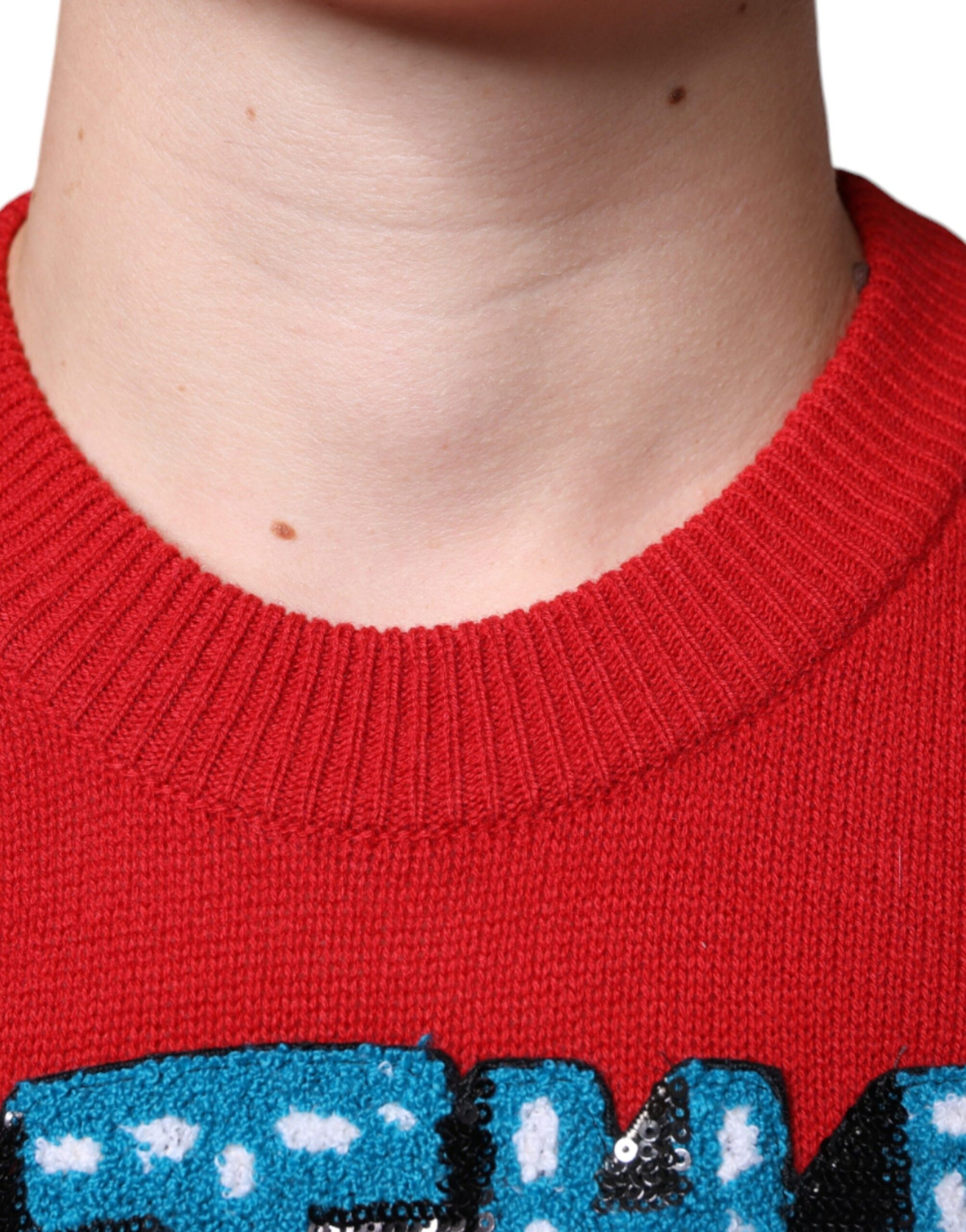 Dolce &amp; Gabbana Red I&#39;m The King Wool Crew Neck Sweatshirt Sweater