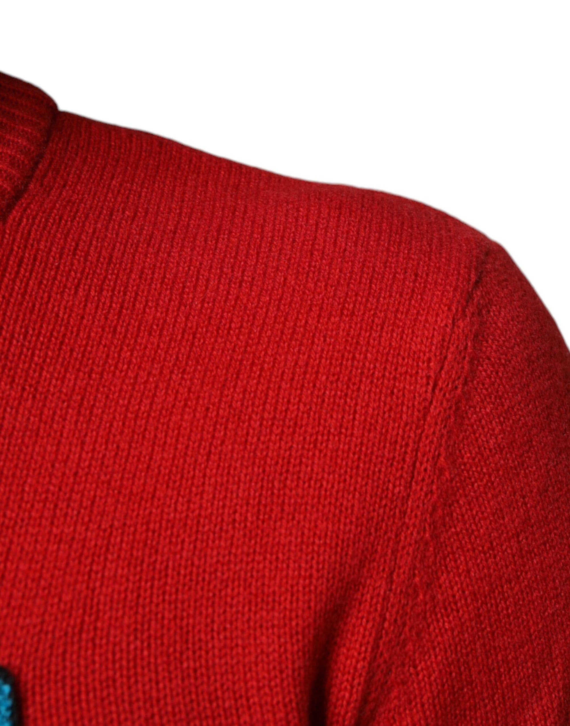 Dolce &amp; Gabbana Red I&#39;m The King Wool Crew Neck Sweatshirt Sweater