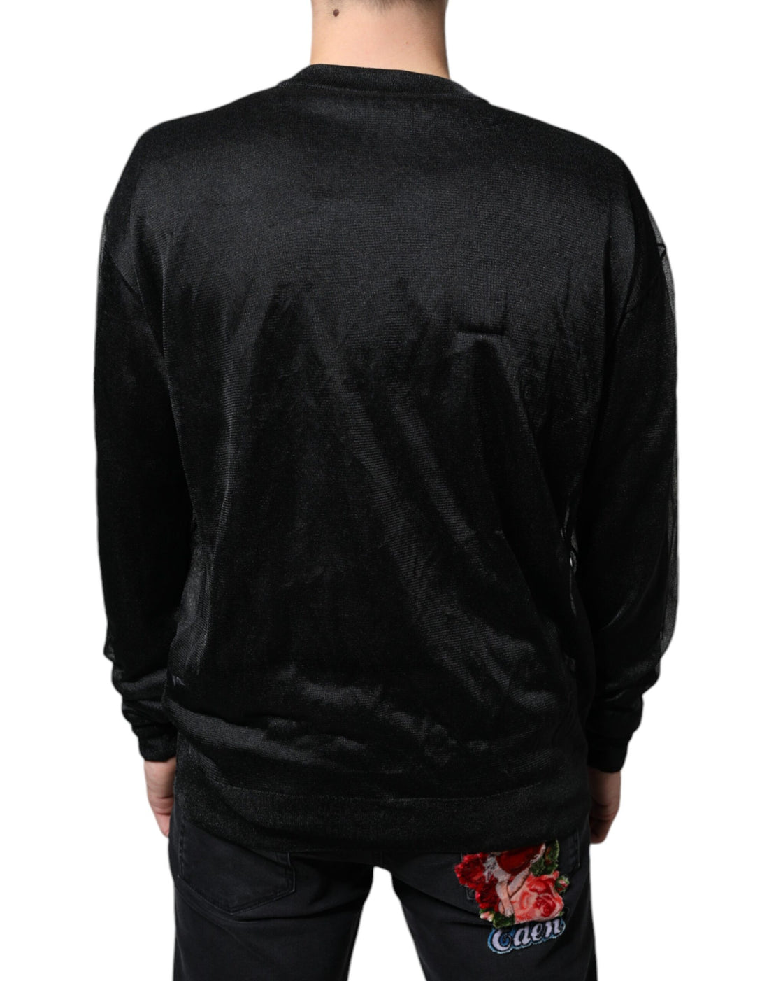 Dolce & Gabbana Black Polyester Pullover Sweatshirt Sweater