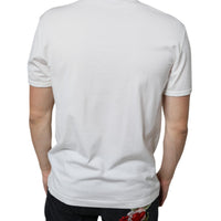 Dolce & Gabbana White Logo Embossed Cotton Crewneck T-shirt