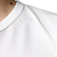 Dolce & Gabbana White Logo Embossed Cotton Crewneck T-shirt