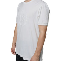 Dolce & Gabbana White Logo Embossed Cotton Crewneck T-shirt