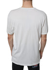 Dolce & Gabbana White Logo Embossed Cotton Crewneck T-shirt
