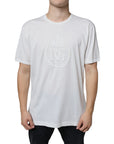 Dolce & Gabbana White Logo Embossed Cotton Crewneck T-shirt