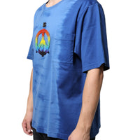 Dolce & Gabbana Blue Tie-Dye Peace Sign Cotton T-shirt