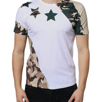 Dolce & Gabbana White Camouflage Stars Crew Neck T-shirt