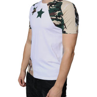 Dolce & Gabbana White Camouflage Stars Crew Neck T-shirt