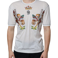 Dolce & Gabbana White Angel Crown Print Crew Neck T-shirt