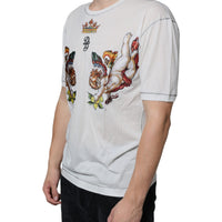 Dolce & Gabbana White Angel Crown Print Crew Neck T-shirt